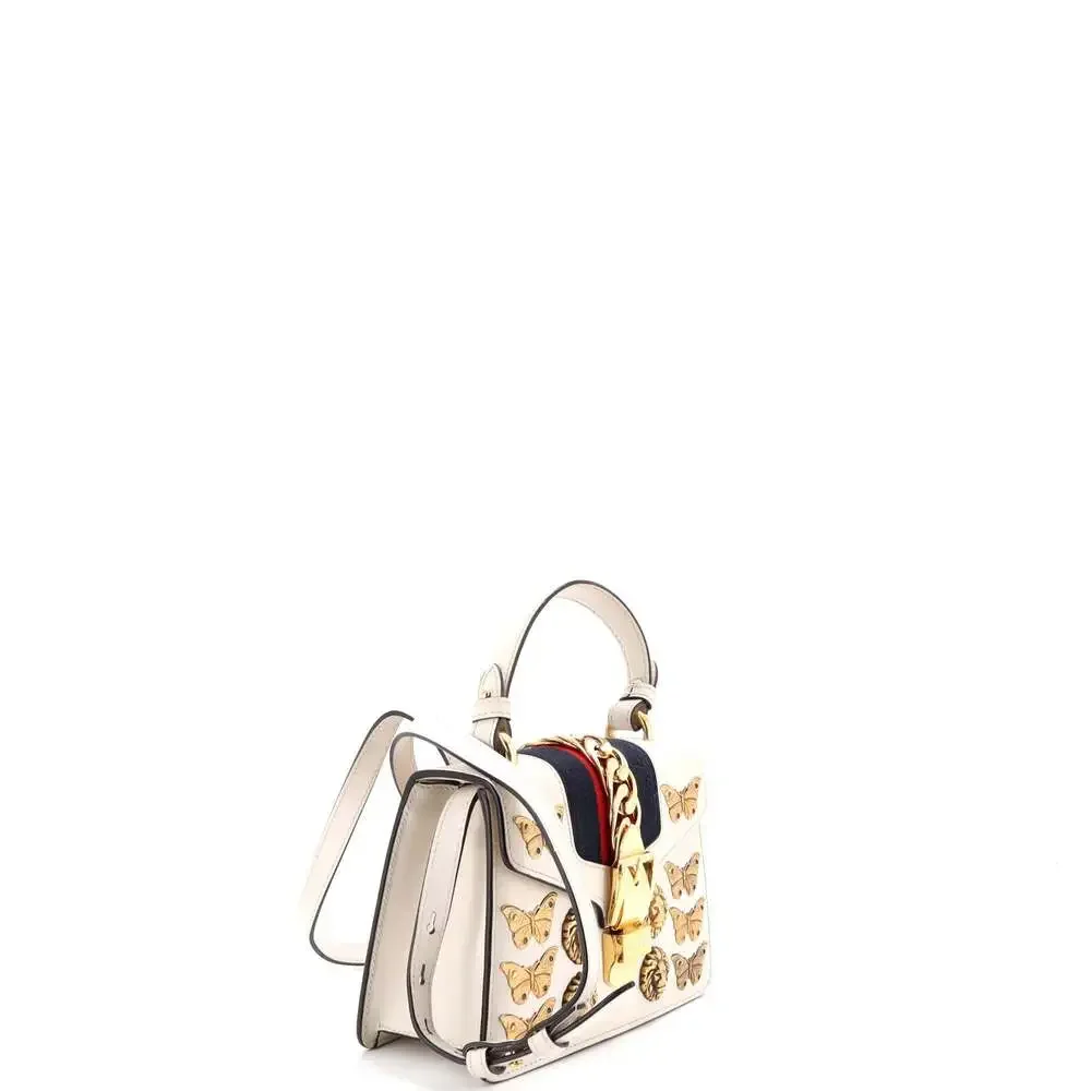 Gucci Sylvie Top Handle Bag Embellished #233177G13B - Picture 2 of 7